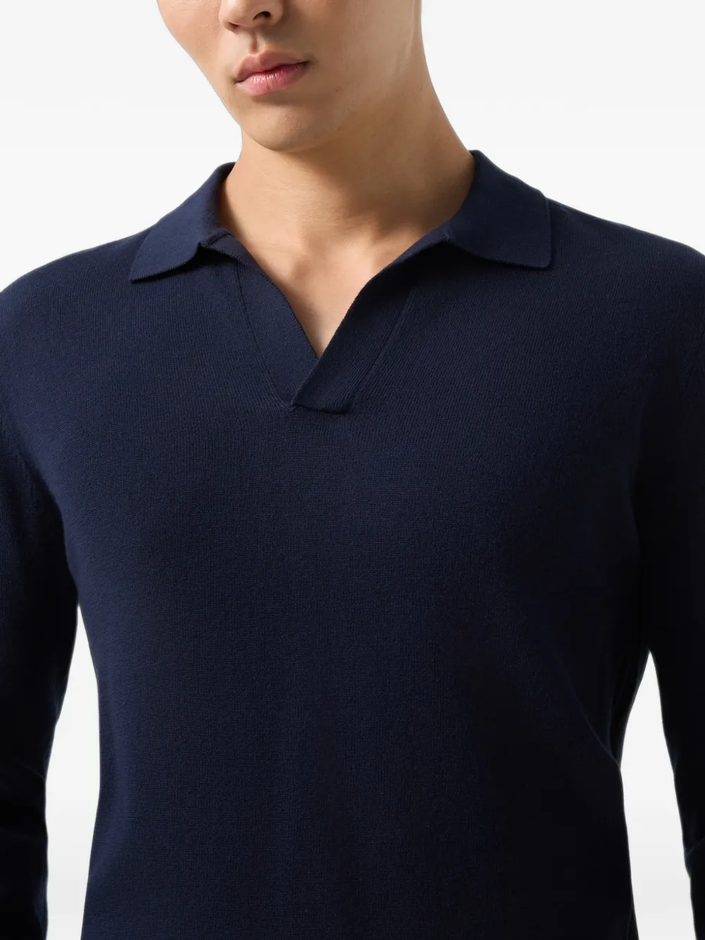 BOGNER Garry polo-collar long-sleeve T-shirt Blauw