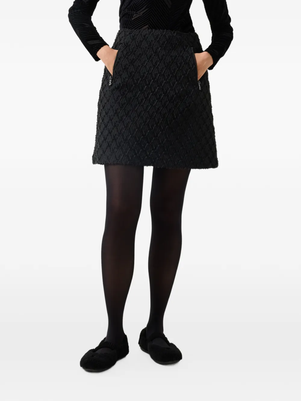 BOGNER Joselyn chevron-design mini skirt Zwart