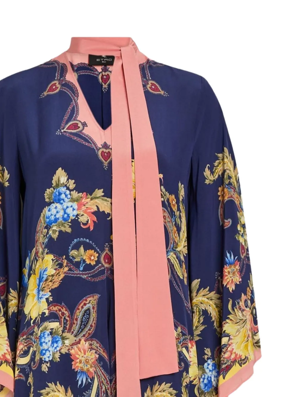 ETRO Paisley-print pussy-bow dress Blauw
