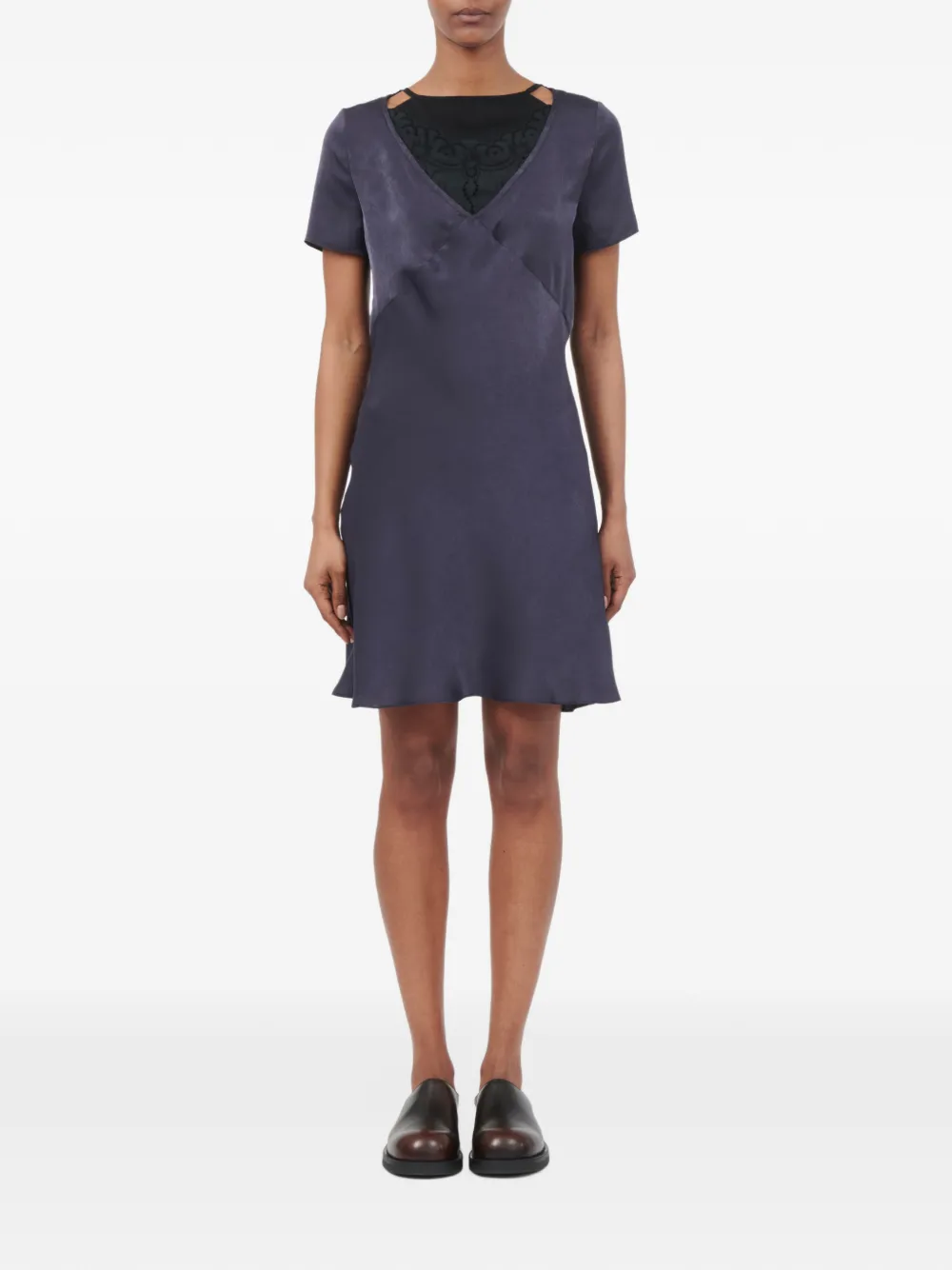 MM6 Maison Margiela double layer lining-look slip dress Blauw