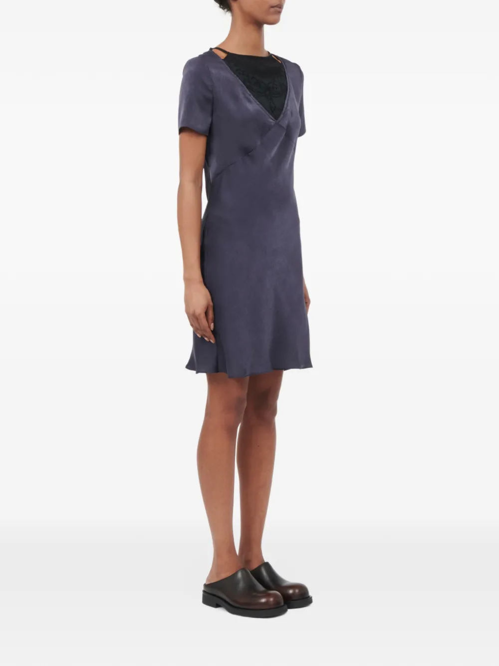 MM6 Maison Margiela double layer lining-look slip dress Blauw