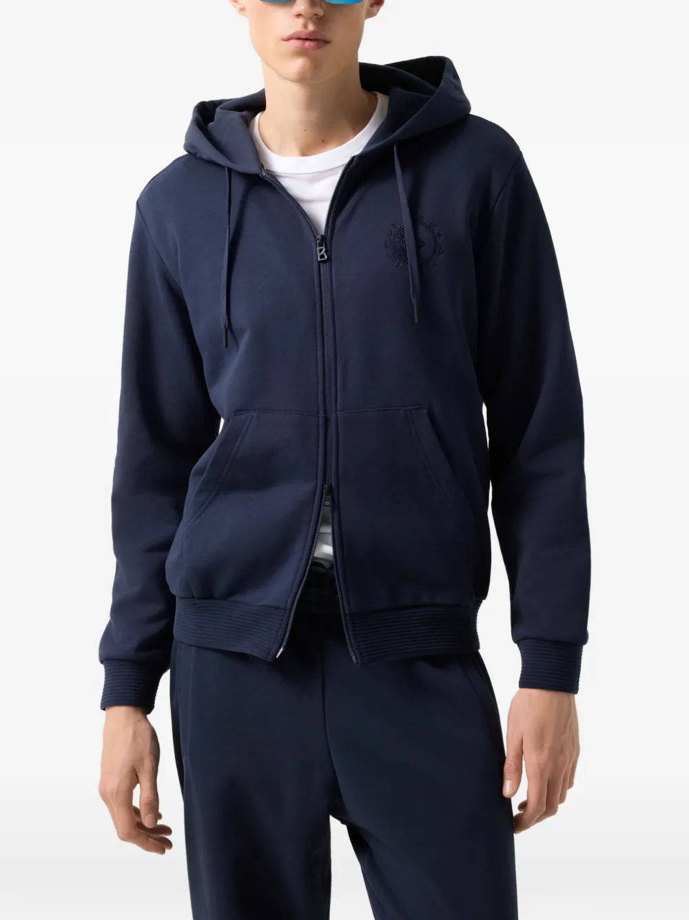 BOGNER FIRE+ICE Filipo logo-embroidered hoodie Blauw