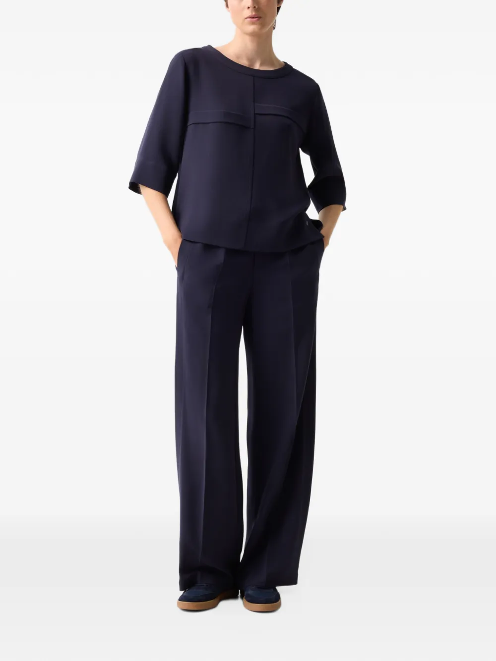BOGNER Enrica crêpe-draped blouse Blauw