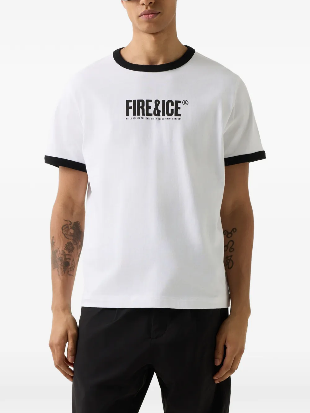 BOGNER FIRE+ICE Puya logo-print ringer T-shirt - Weiß