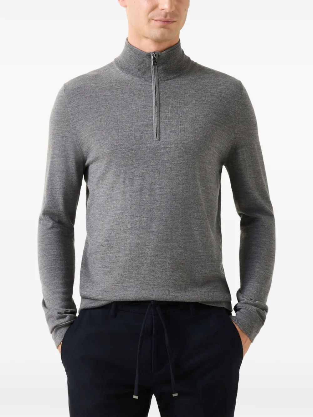 BOGNER Ouri quarter-zip virgin wool sweater Grijs