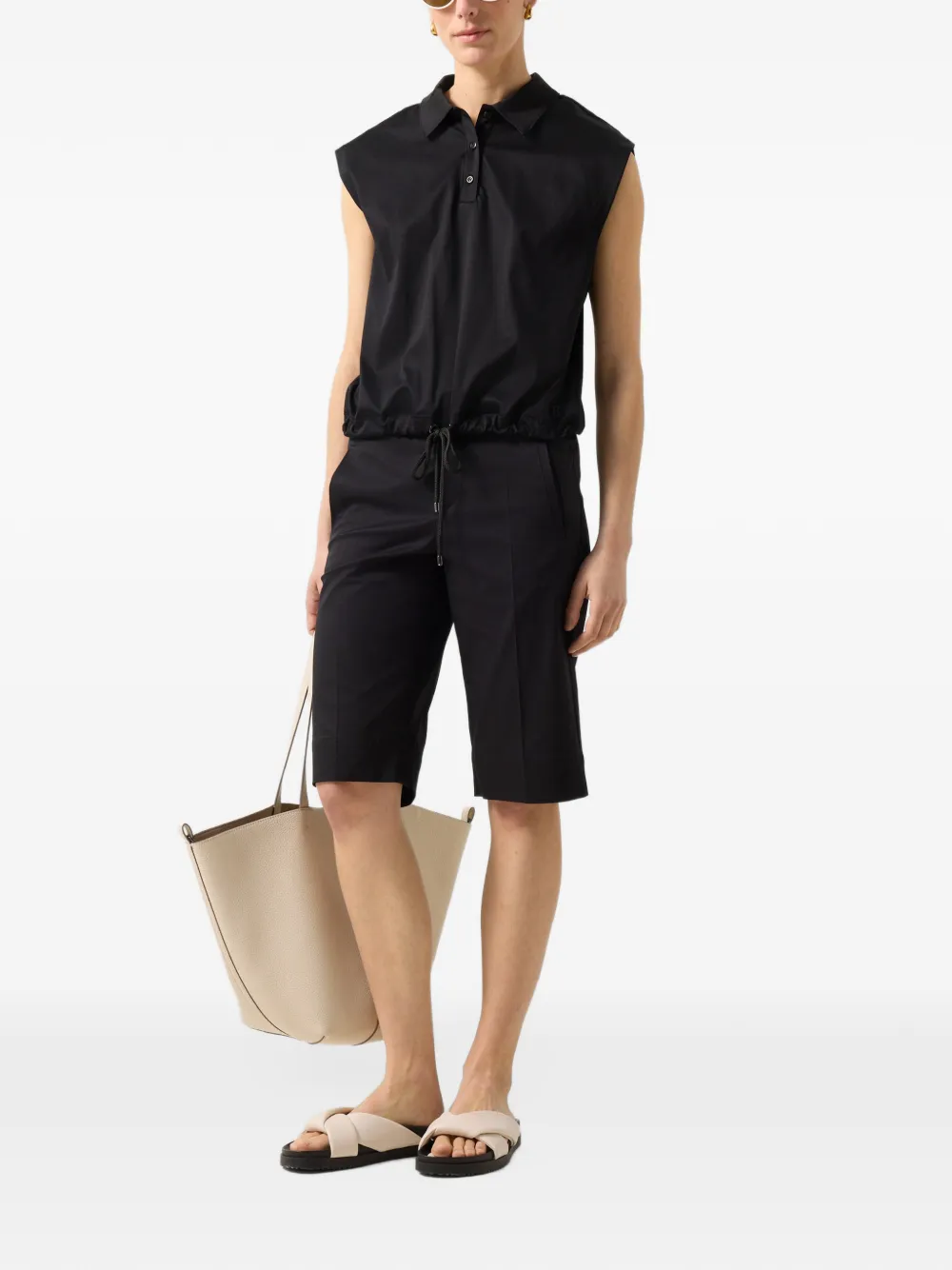 BOGNER Mia drawstring-hem polo top Zwart