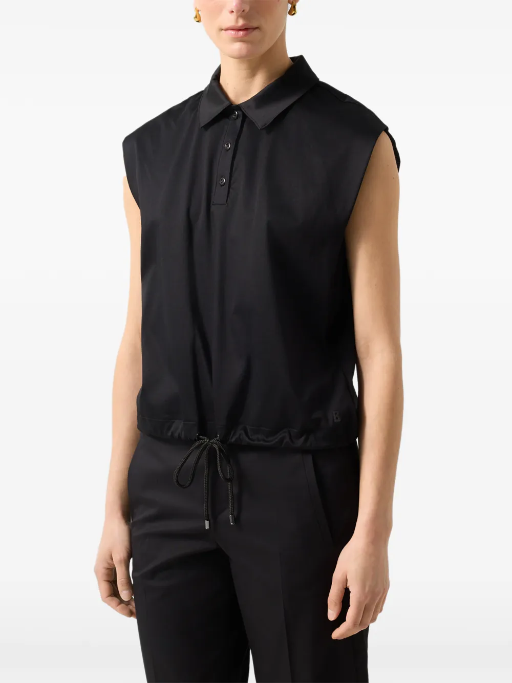 BOGNER Mia drawstring-hem polo top Zwart