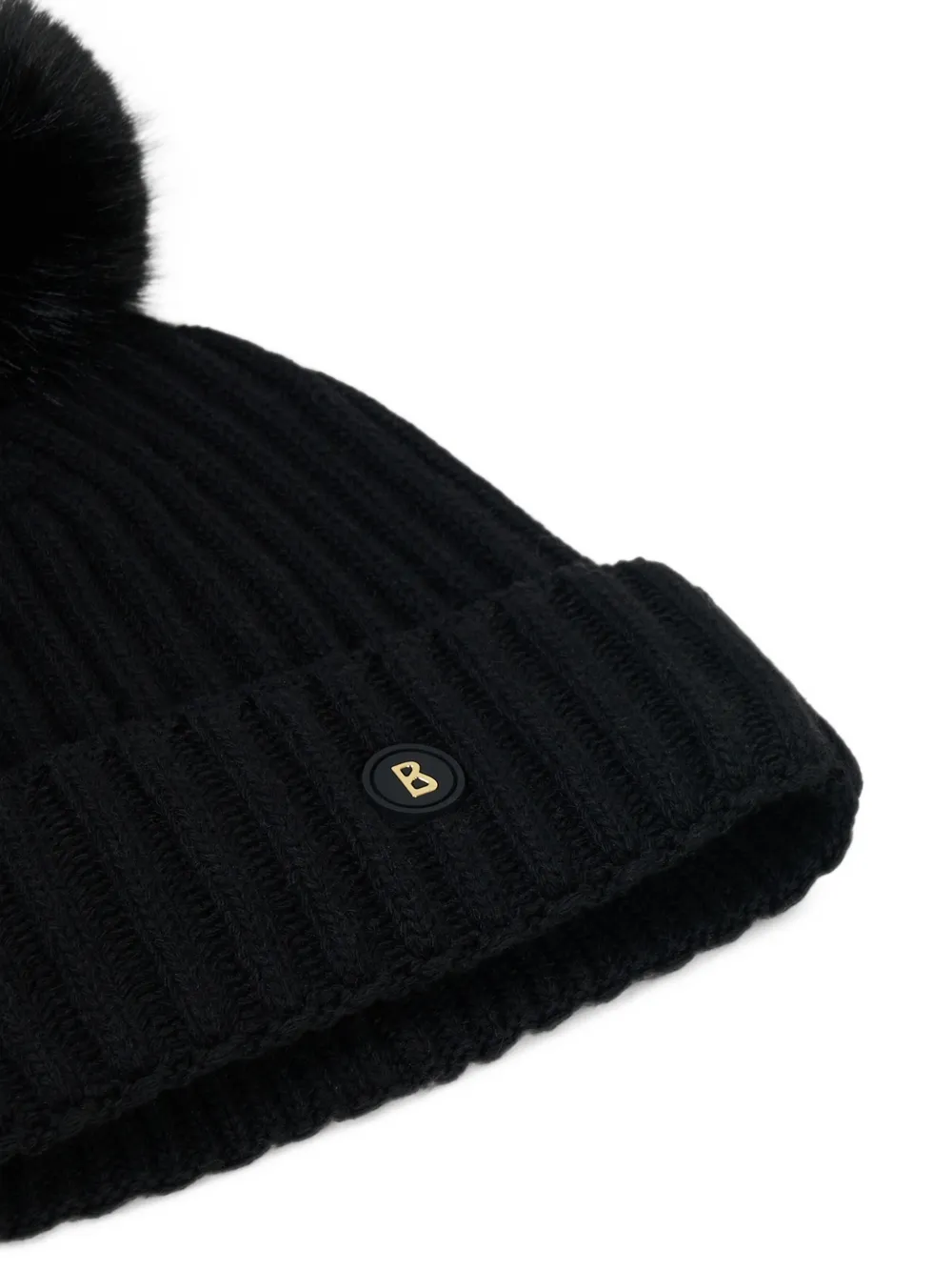 BOGNER Ranya faux-fur pompom beanie hat Zwart