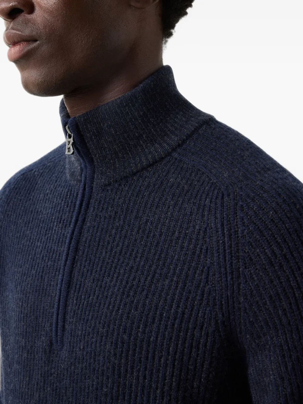 BOGNER Dwayne ribbed-knit sweater Blauw