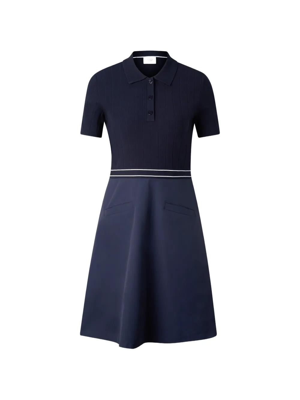 BOGNER Selin ribbed-knit polo mini dress - Blau