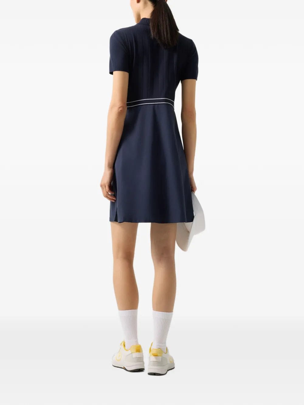 BOGNER Selin ribbed-knit polo mini dress Blauw
