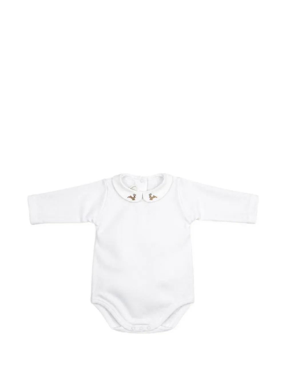Mariella Ferrari deer-embroidered Peter Pan collar bodysuit Wit