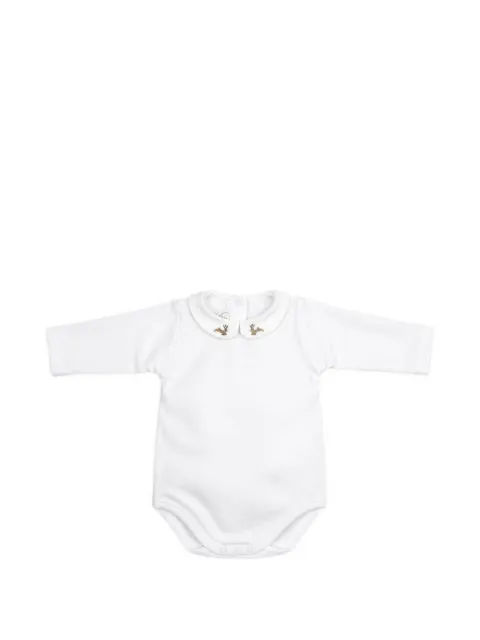 Mariella Ferrari deer-embroidered Peter Pan collar bodysuit