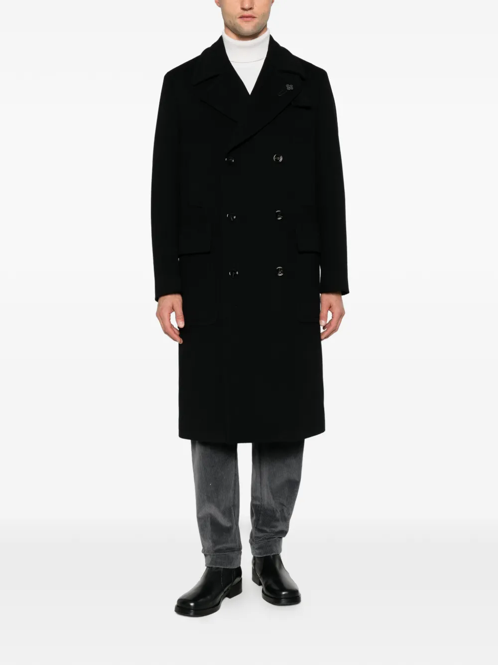 Lardini notch-lapel double-breasted coat Zwart