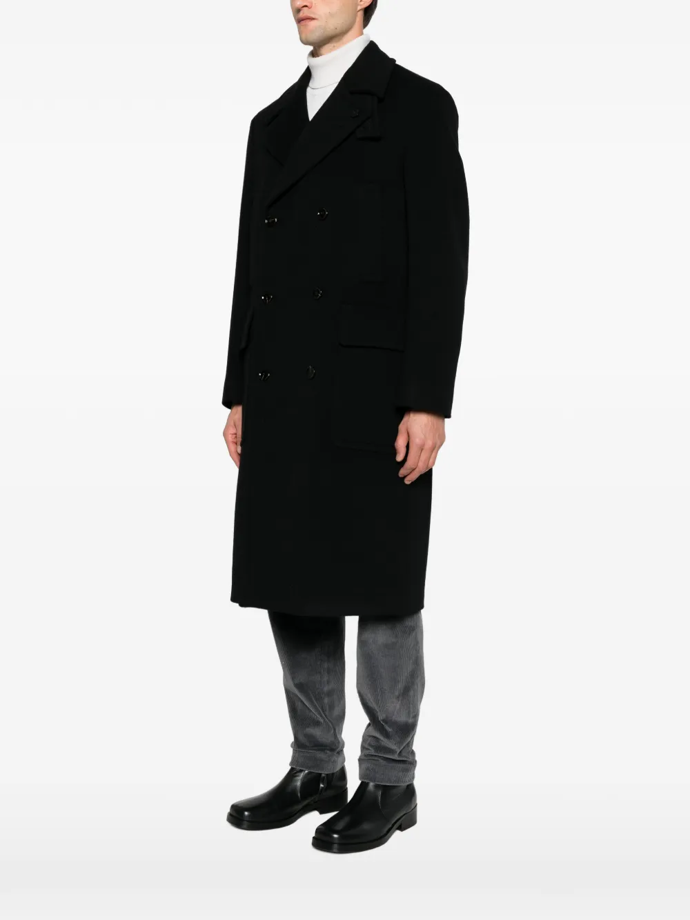 Lardini notch-lapel double-breasted coat Zwart