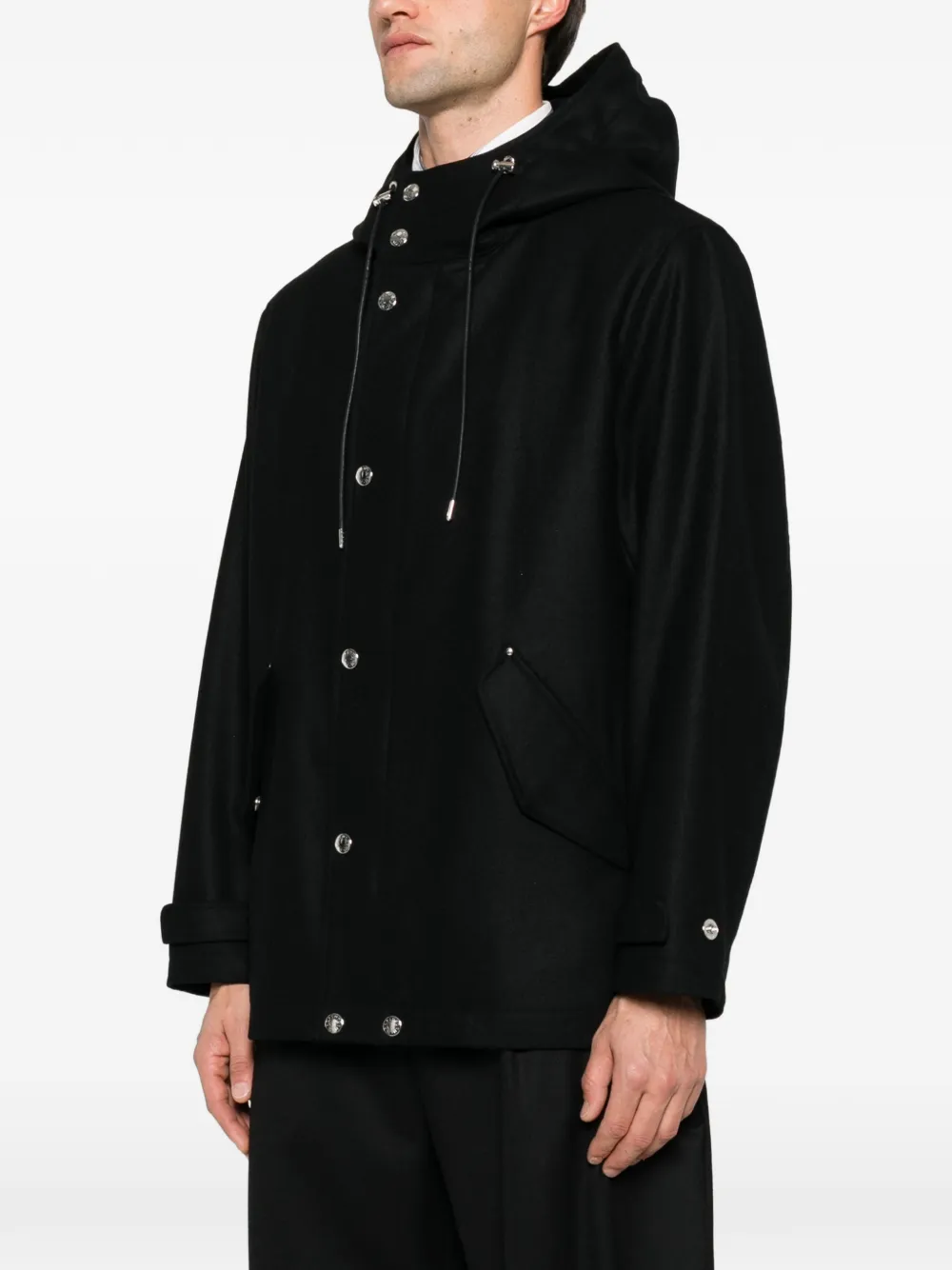 Mackintosh hooded snap-button jacket Zwart