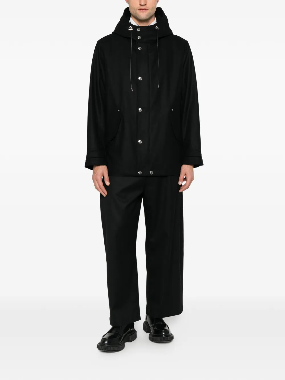 Mackintosh hooded snap-button jacket Zwart