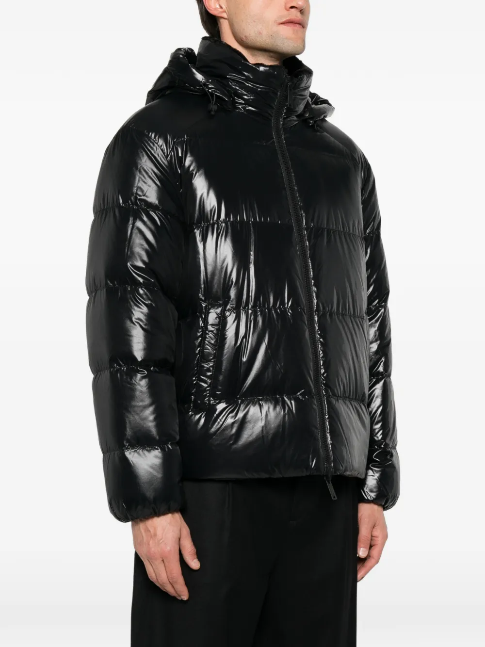 Moose Knuckles quilted hooded jacket Zwart
