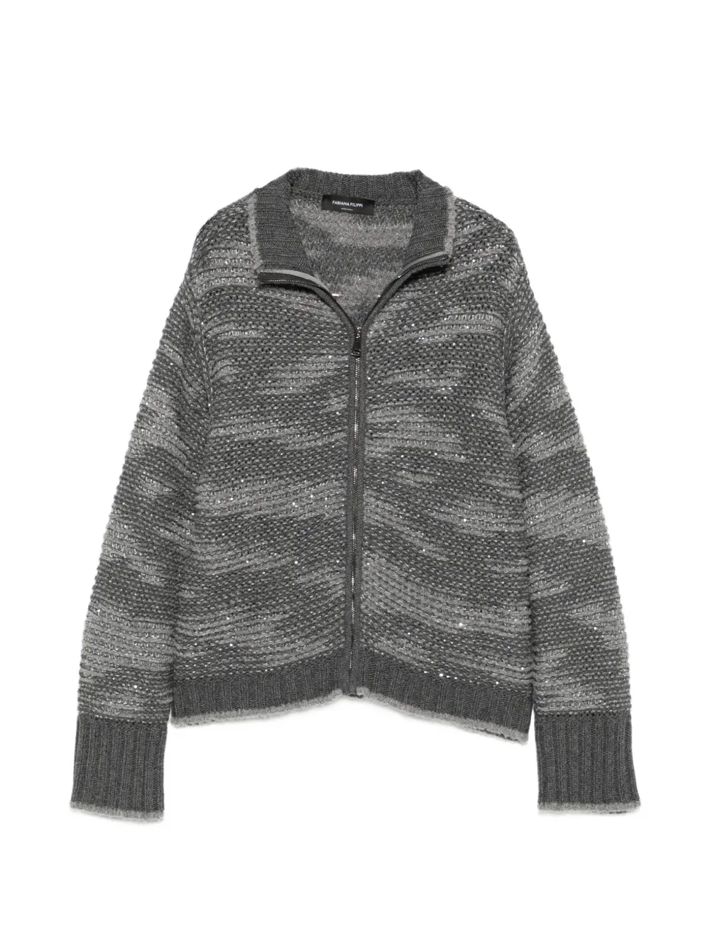 Fabiana Filippi sequin-embellished zip-up cardigan Grijs