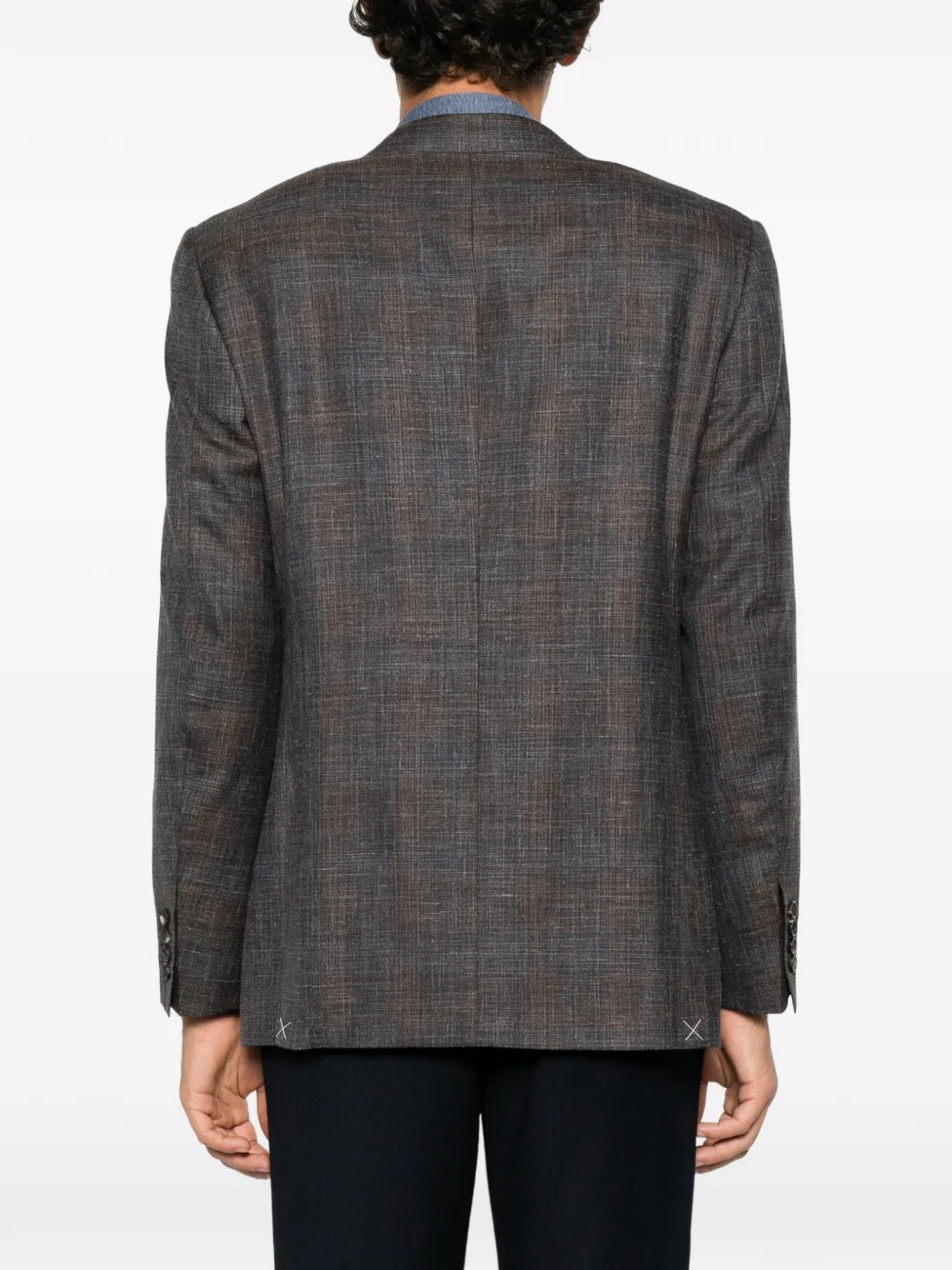 Canali check-pattern single-breasted blazer Bruin