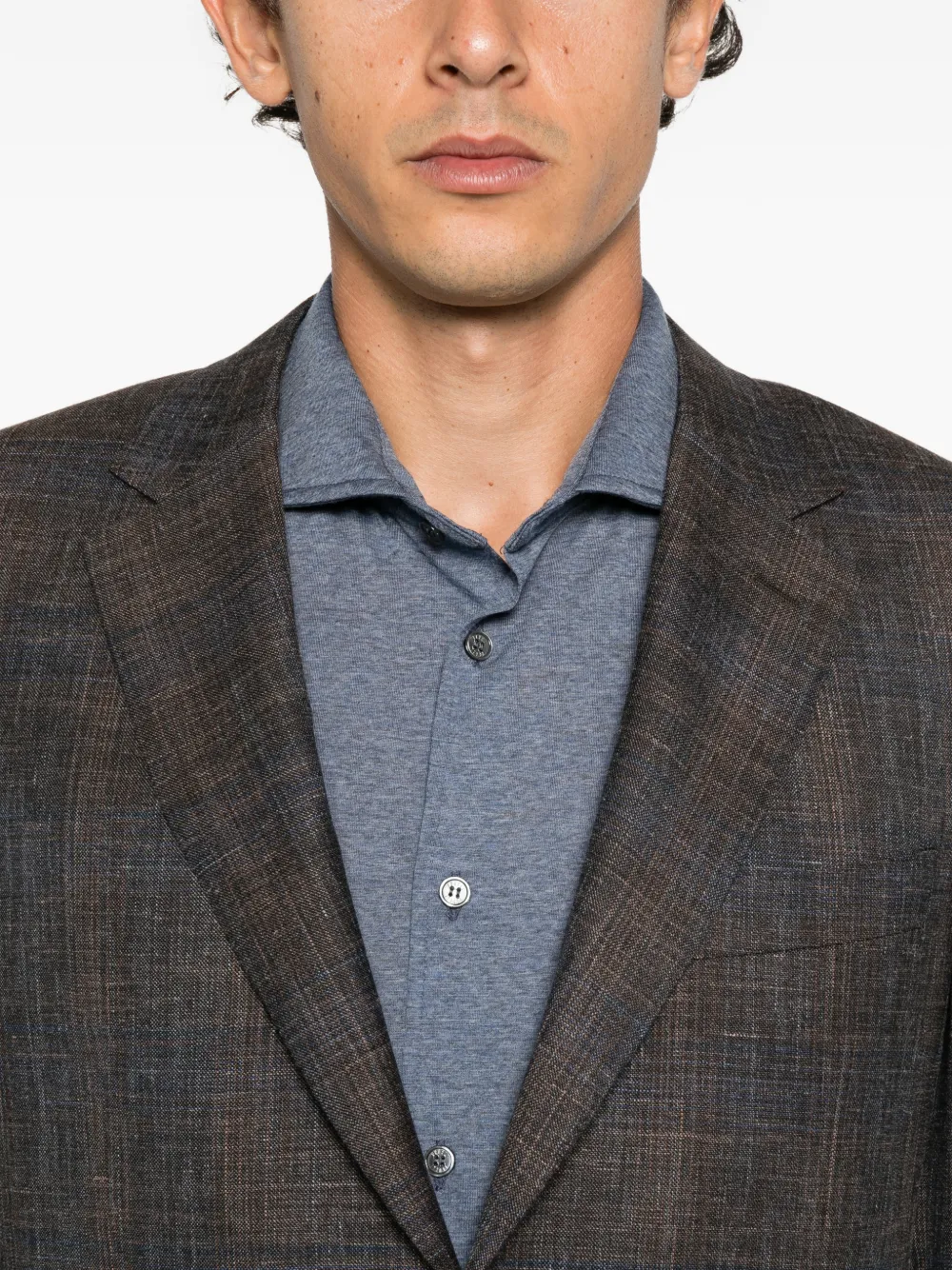 Canali check-pattern single-breasted blazer Bruin