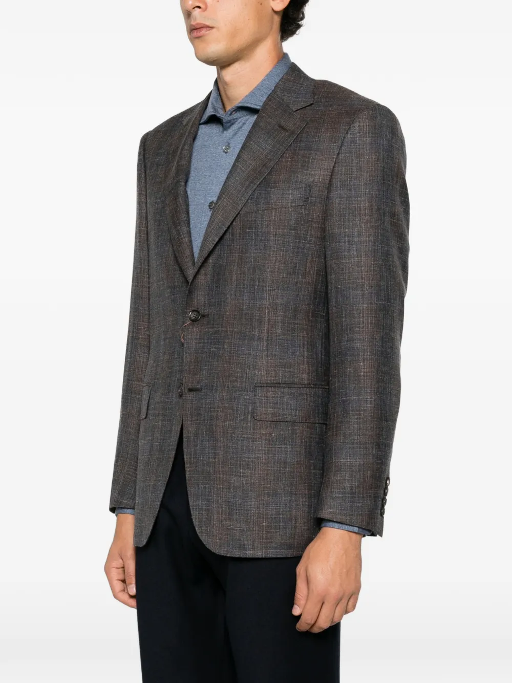 Canali check-pattern single-breasted blazer Bruin