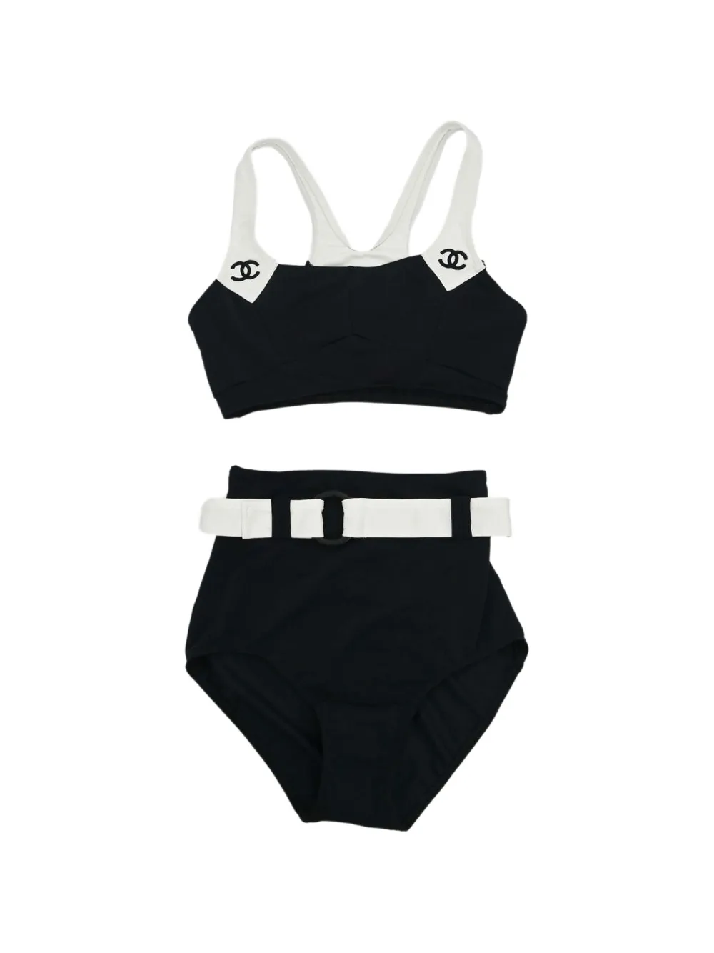 CHANEL Pre-Owned CC Interlocking belted bikini - Noir CHANEL Pre-Owned CC Interlocking belted bikini - Noir
