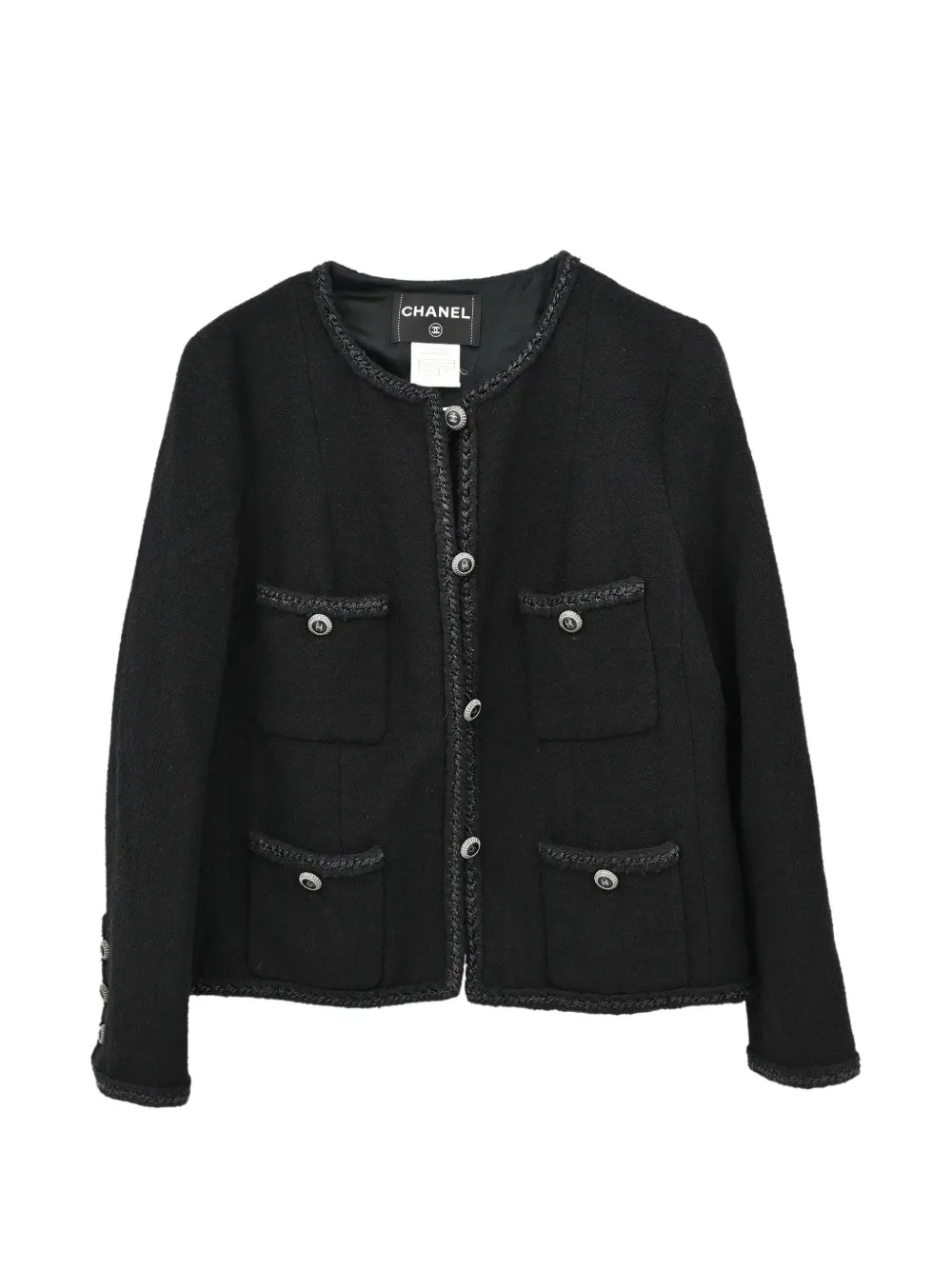 CHANEL Pre-Owned 2008 collarless tweed jacket - Schwarz