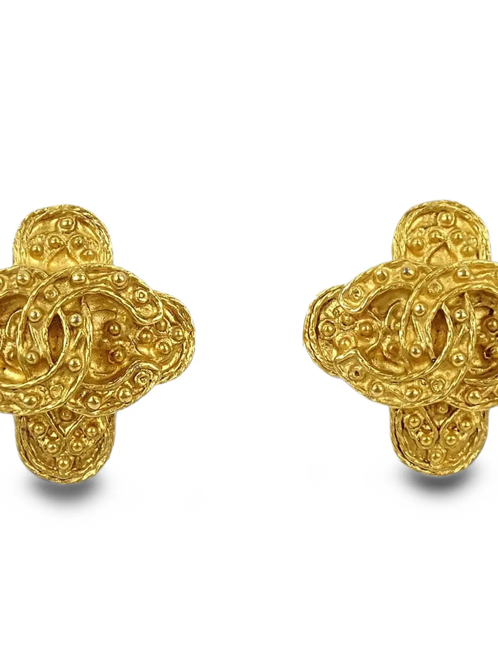 CHANEL Pre-Owned Cross CC clip-on earrings - Oro