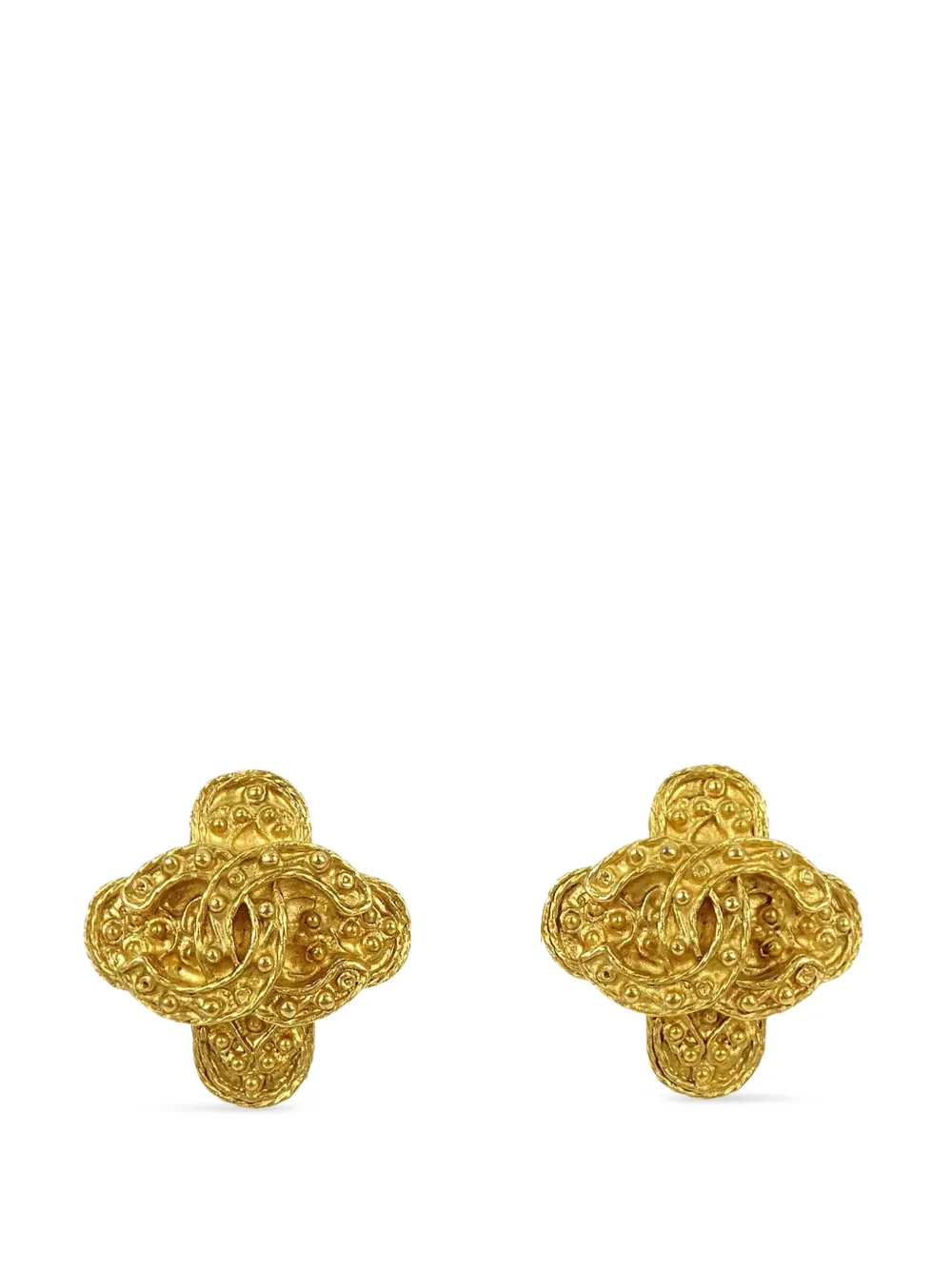 CHANEL Pre-Owned Cross CC clip-on earrings - Oro