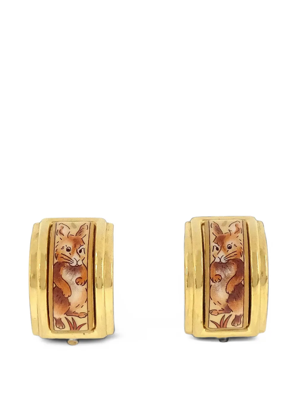 Hermès Pre-Owned Cloisonne rabbit clip-on earrings - Gold