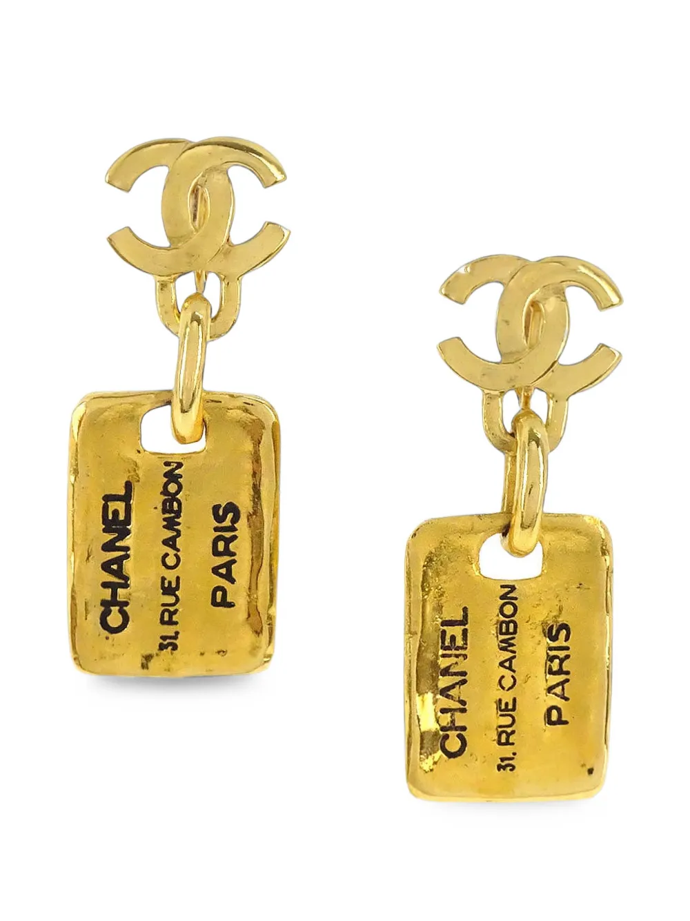 CHANEL Pre-Owned 1 Rue Cambon CC-logo clip-on earrings - Gold