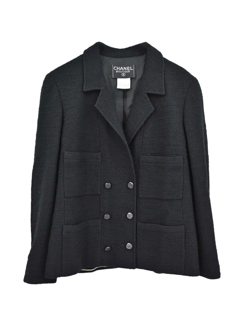 CHANEL Pre-Owned 1998 double-breasted tweed jacket - Black