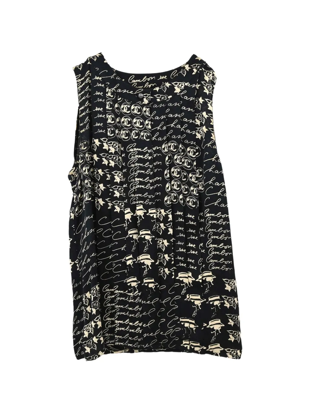 CHANEL Pre-Owned 2006 CC logo sleeveless top - Black