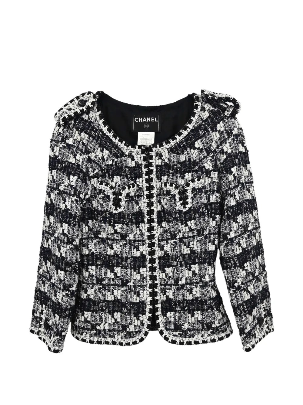 CHANEL Pre-Owned 2006 collarless tweed jacket - Black