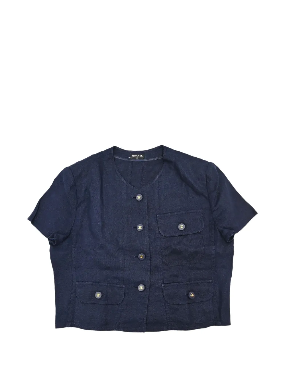 CHANEL Pre-Owned short-sleeve CC turn-lock jacket - Blau