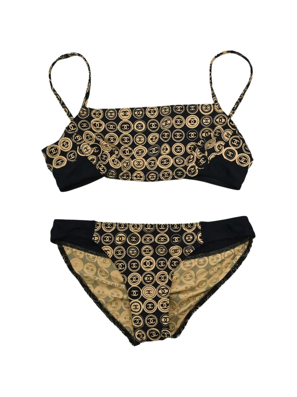 CHANEL Pre-Owned 2003 CC logo-print bikini - Noir