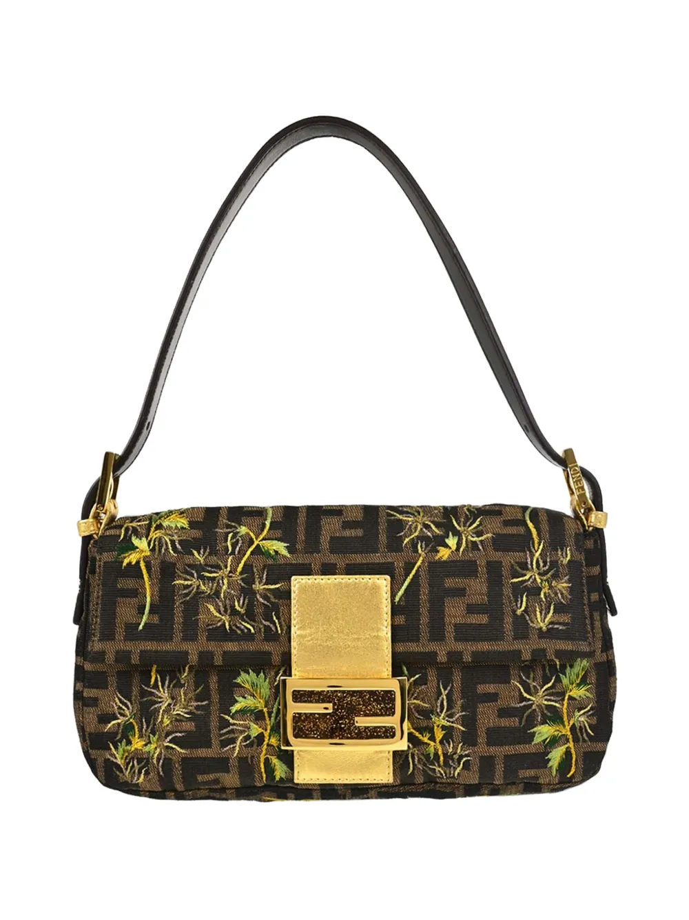 Fendi Pre-Owned Zucca palm-tree Baguette handbag - Brown