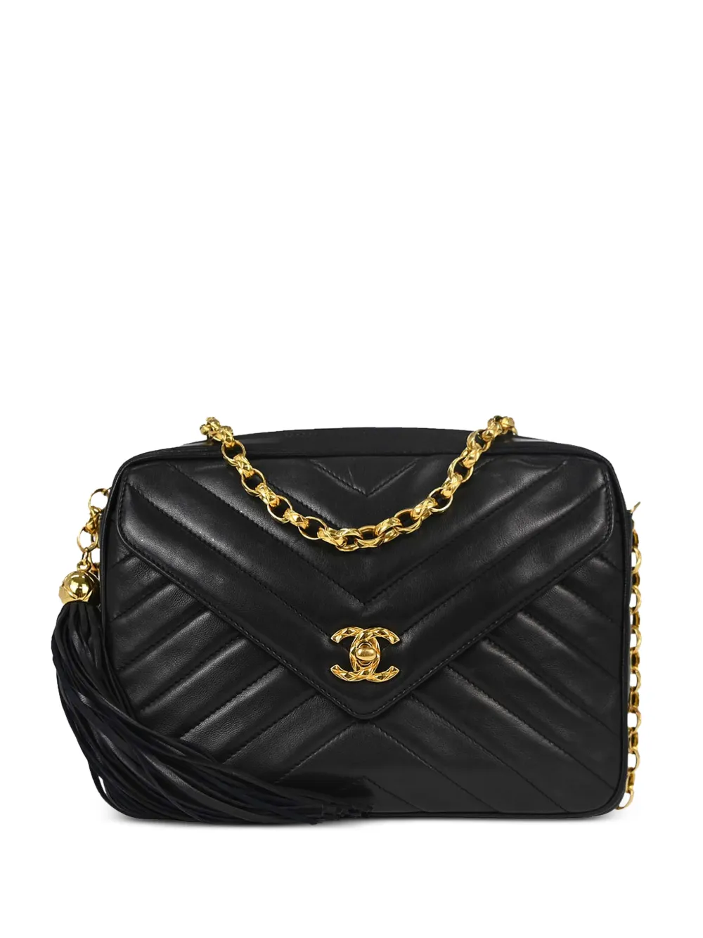 CHANEL Pre-Owned 1991-1994 Chevron Camera leather shoulder bag - Schwarz