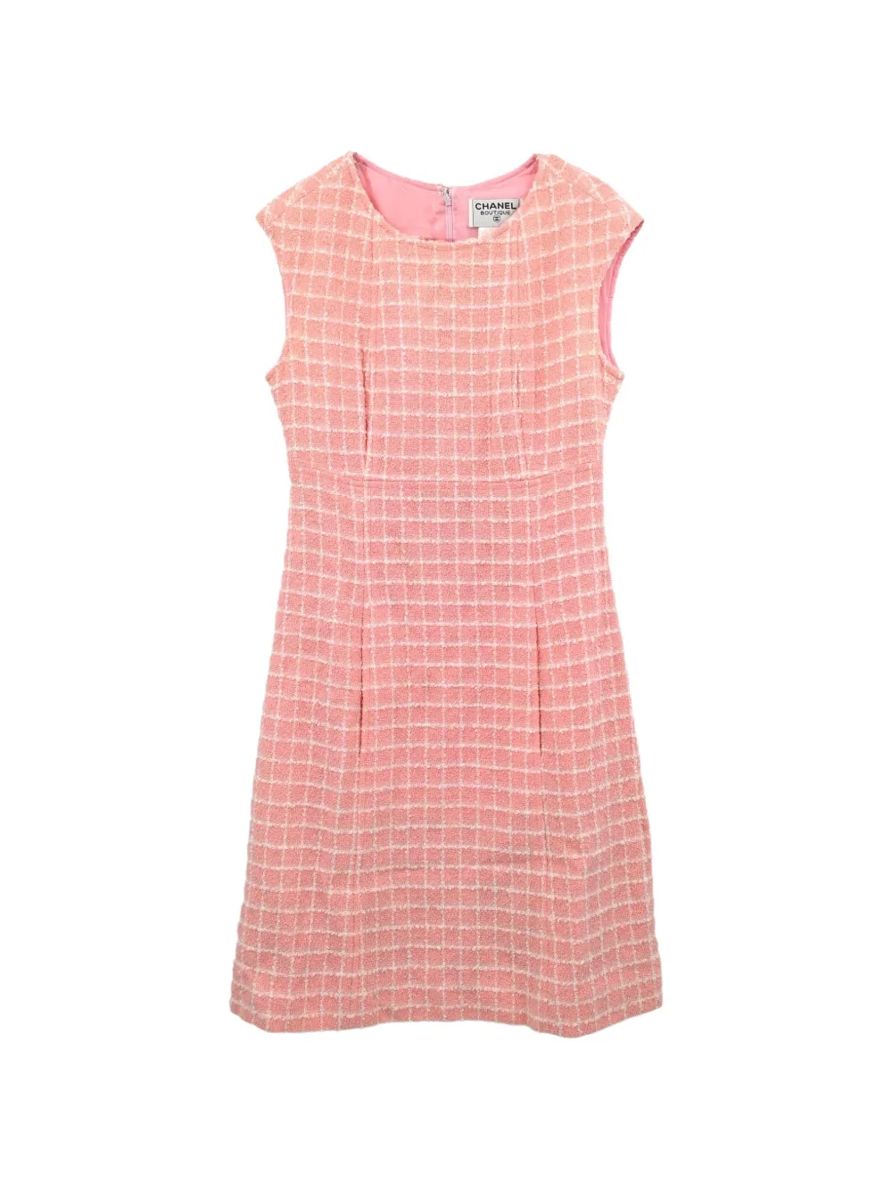 CHANEL Pre-Owned 1997 sleeveless tweed mini dress - Pink