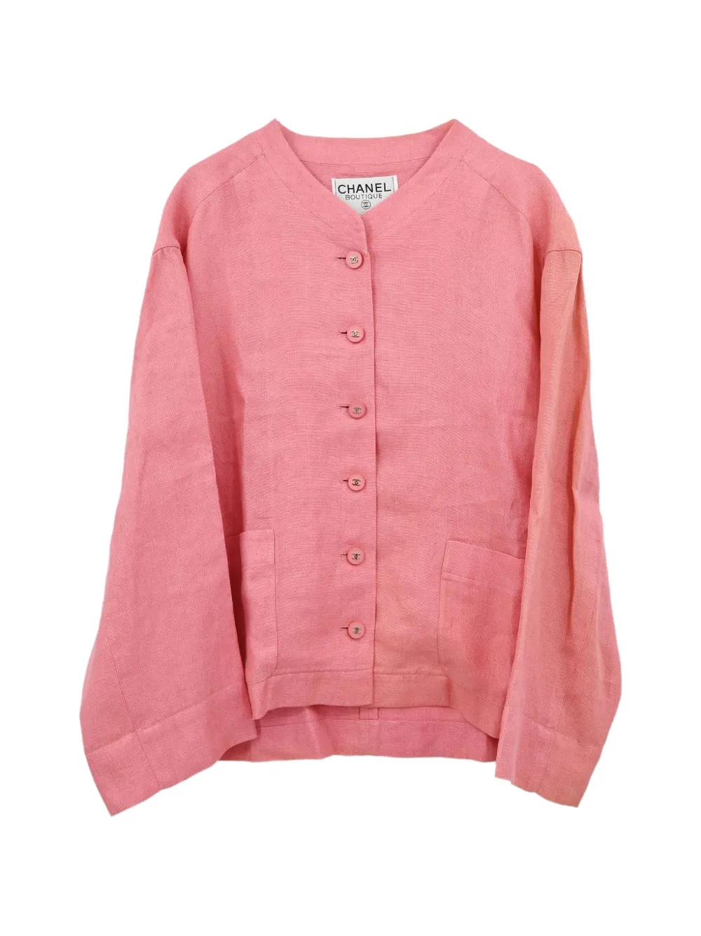 CHANEL Pre-Owned 1996 collarless linen jacket - Rosa