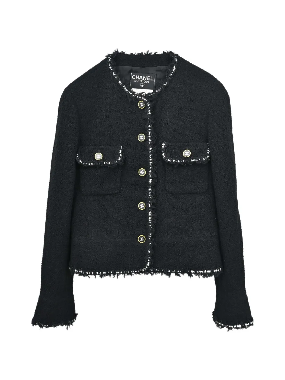 CHANEL Pre-Owned collarless wool tweed jacket - Schwarz