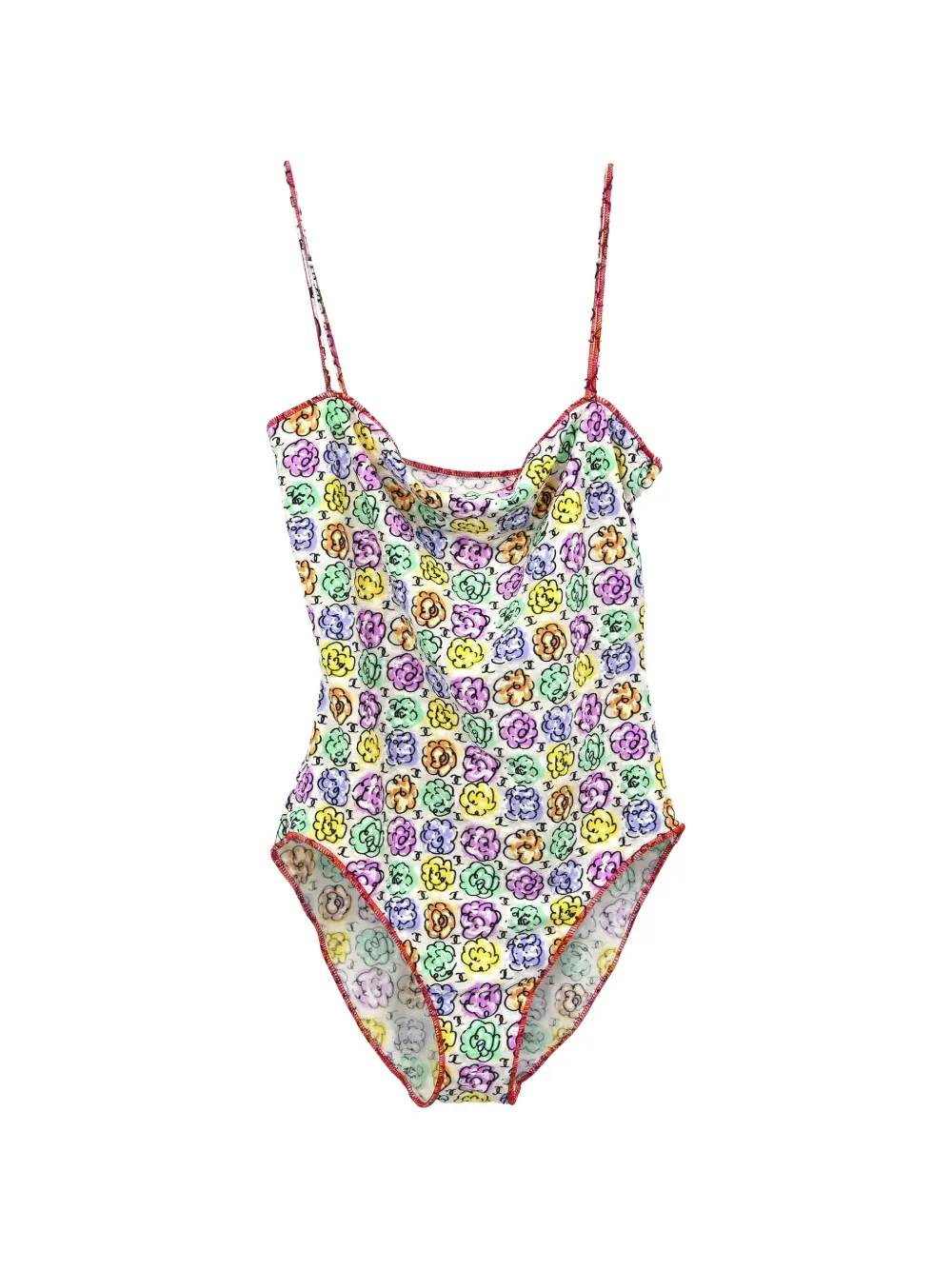 CHANEL Pre-Owned 2000 floral-print swimsuit - White