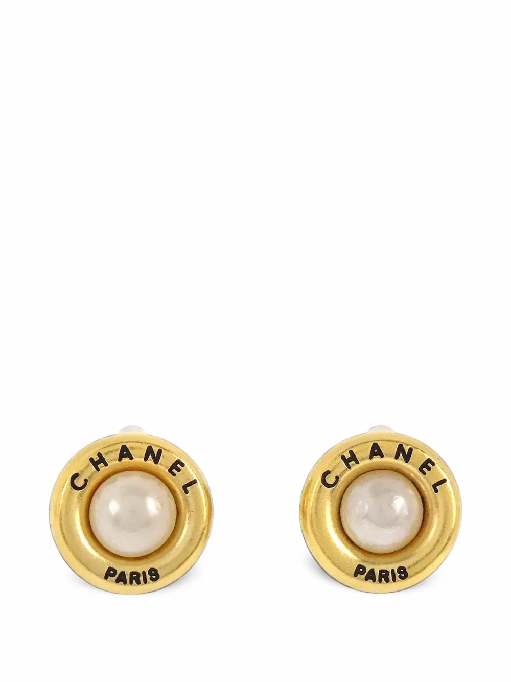 CHANEL Pre-Owned 1995 costume-pearl button clip-on earrings - Gold