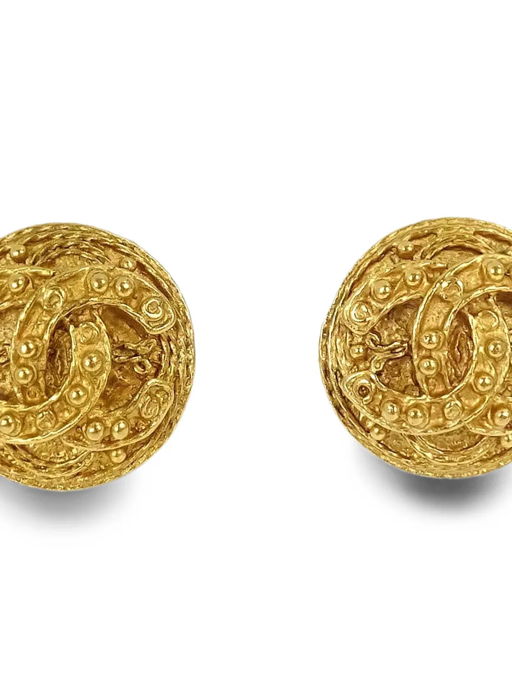 CHANEL Pre-Owned 1994 Interlocking CC Button clip-on earrings - Gold