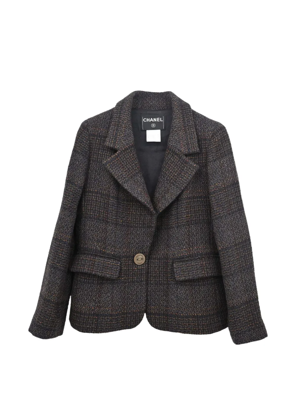 CHANEL Pre-Owned 2002 single-breasted tweed jacket - Grau