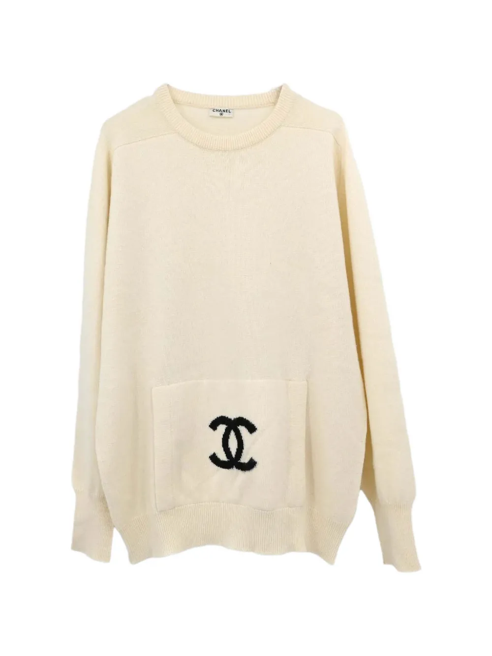 CHANEL Pre-Owned CC-Interlocking patch pocket sweater - Weiß
