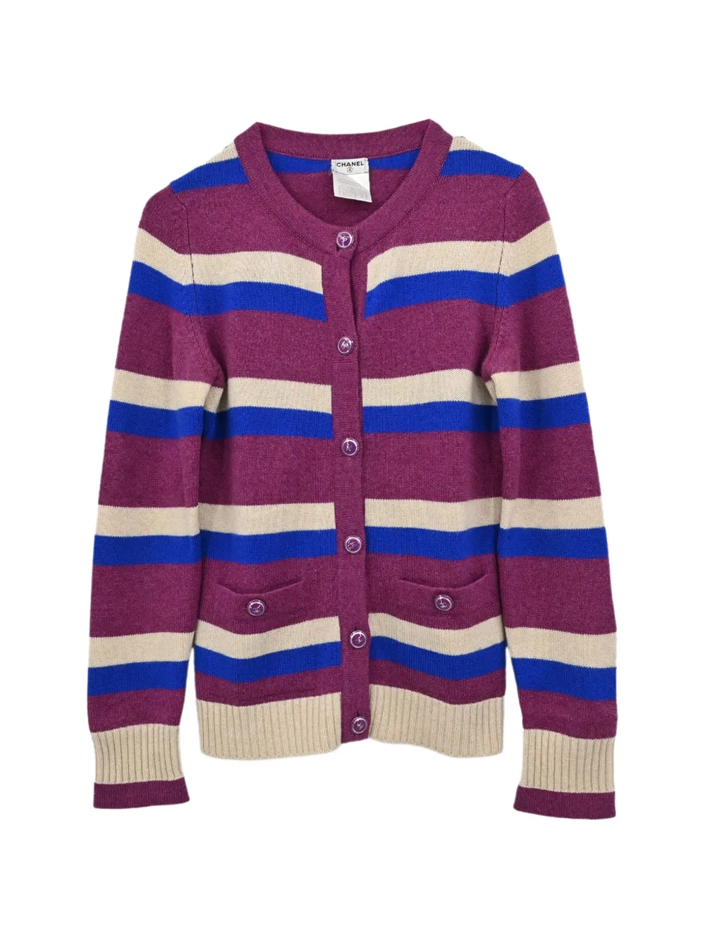 CHANEL Pre-Owned 2007 striped cardigan - Violett