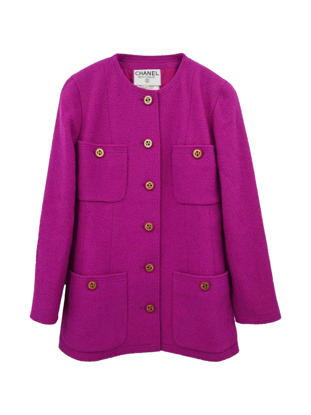 CHANEL Pre-Owned collarless tweed jacket - Violett