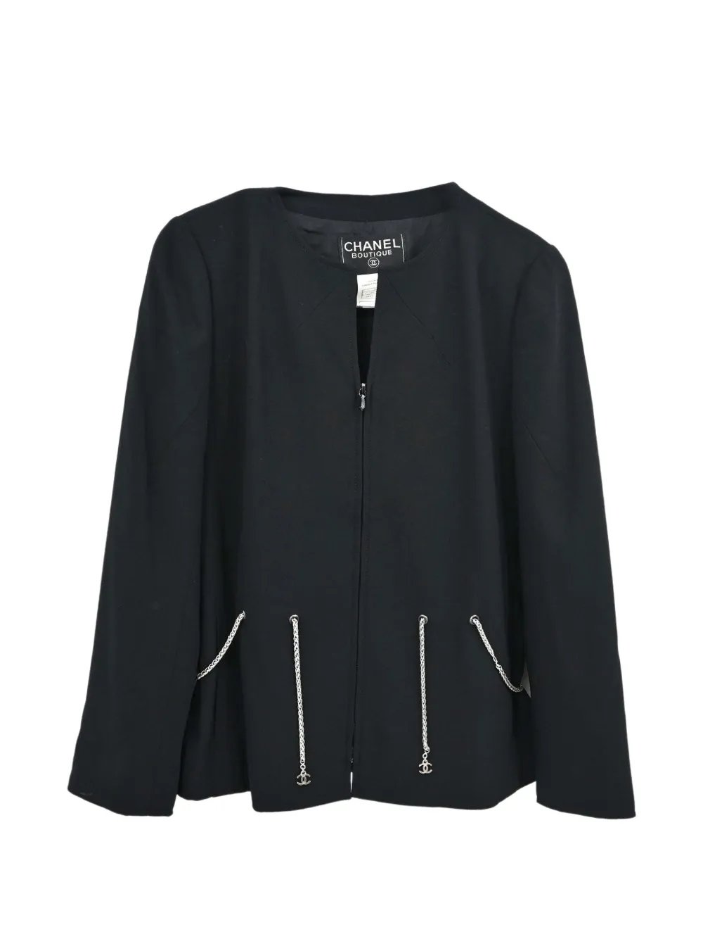 CHANEL Pre-Owned 1998 chain-belt zip-up jacket - Schwarz